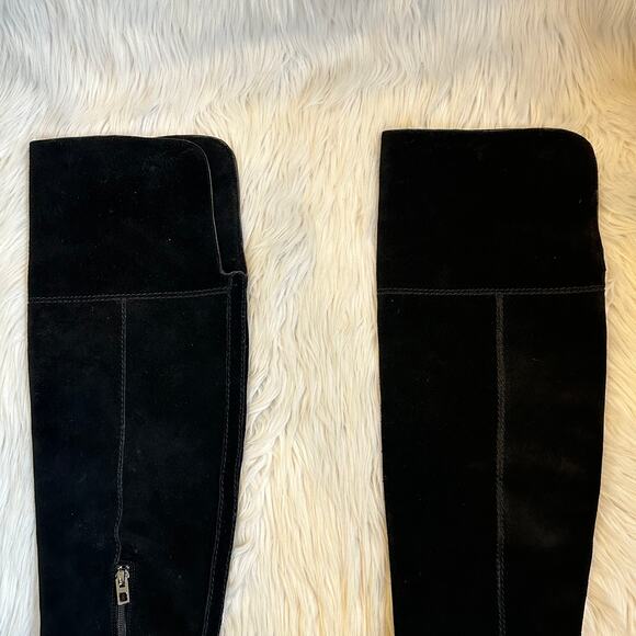 COACH Lucia Split Over The Knee High Boots Suede Tall Block Heeled, Black - Picture 8 of 15